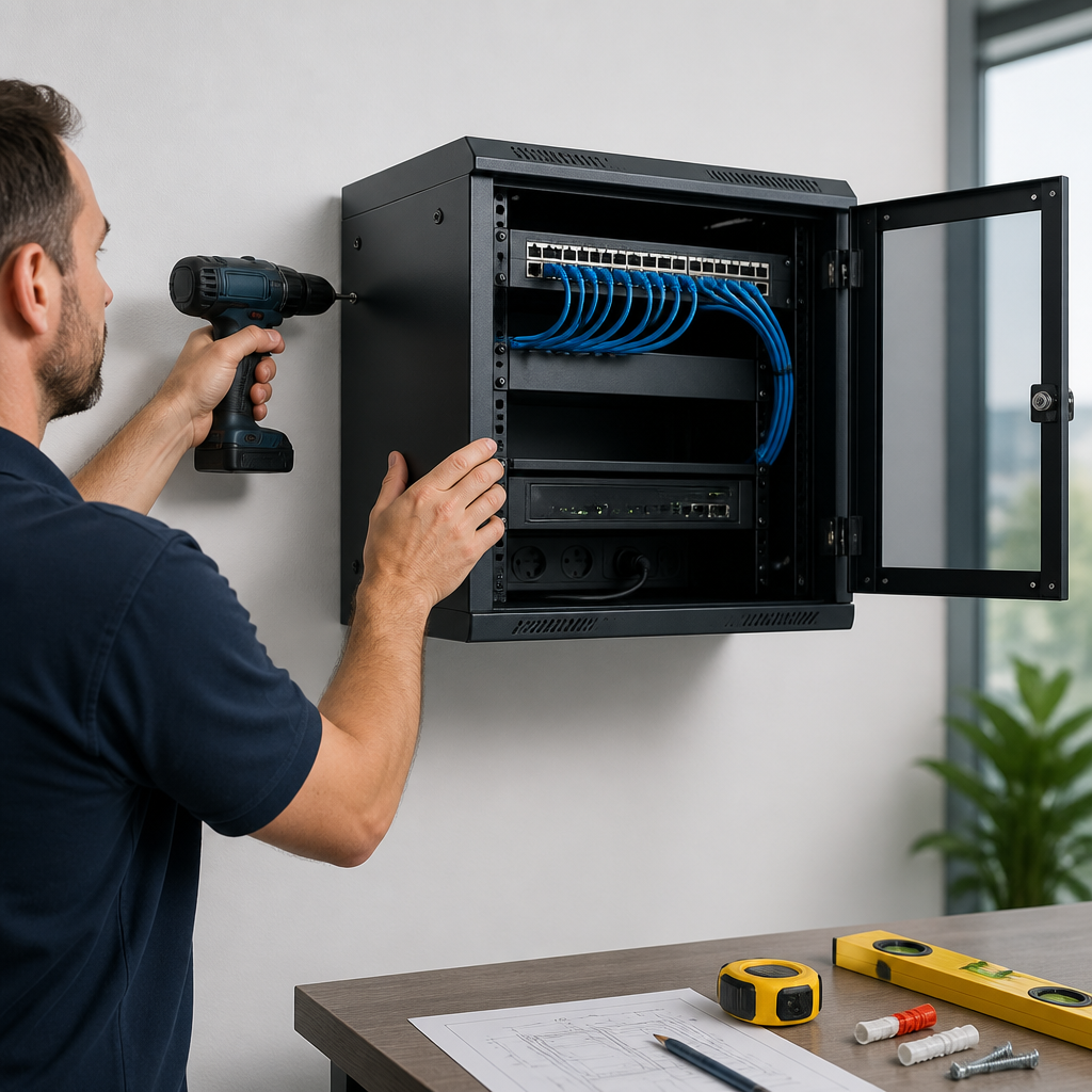 how to install a wall mounted network cabinet UK